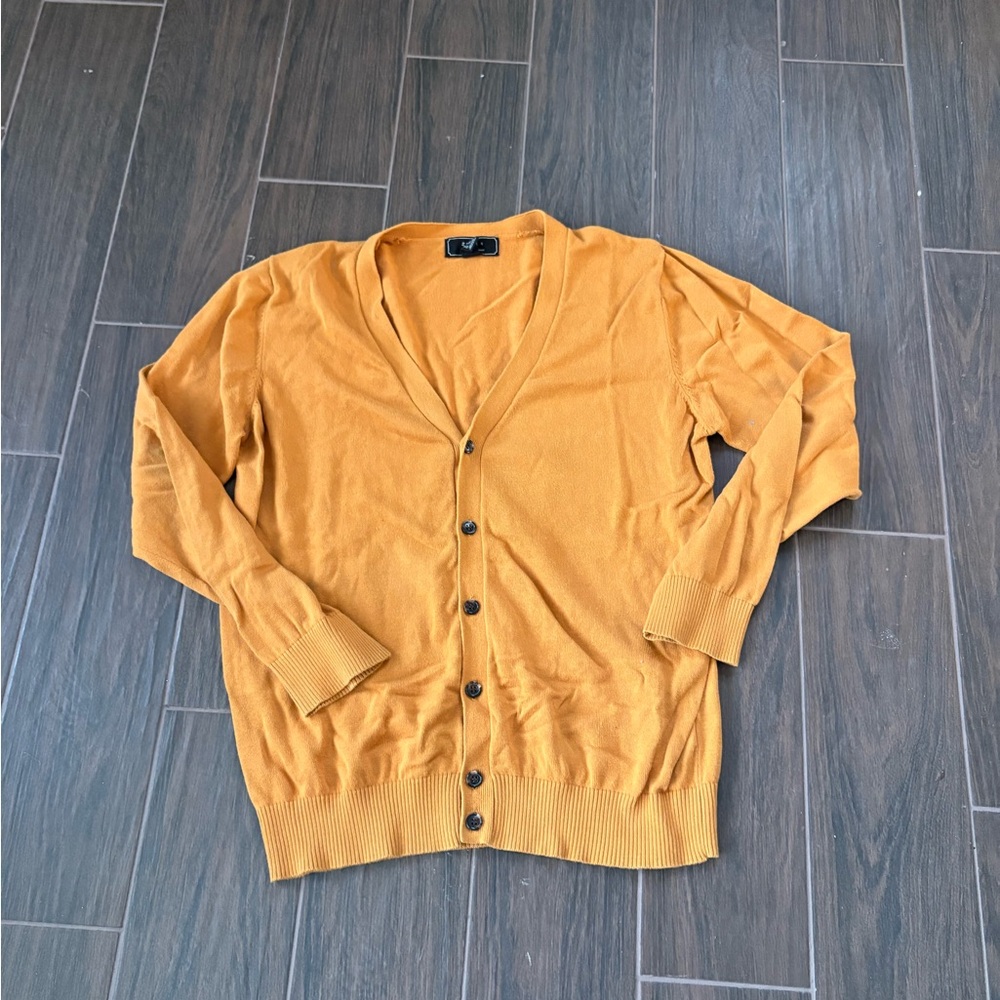 Men's Mustard Cardigan Sweater